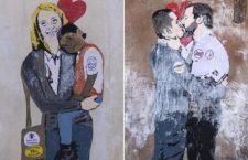 A Roma spuntano due murales: bacio tra Salvini e Di Maio e la Meloni con un bimbo africano