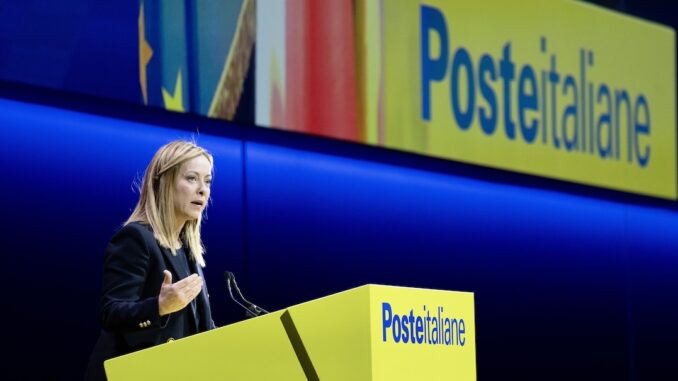 Presidente Meloni alla presentazione del Progetto Polis-Casa dei servizi digitali di Poste Italiane